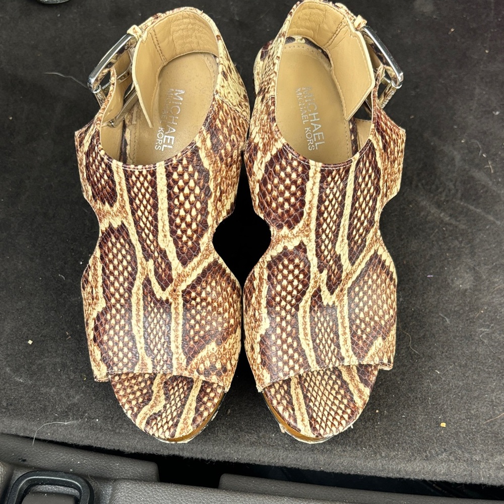 Michael Kors Snakeskin Pattern Wedge Sandals